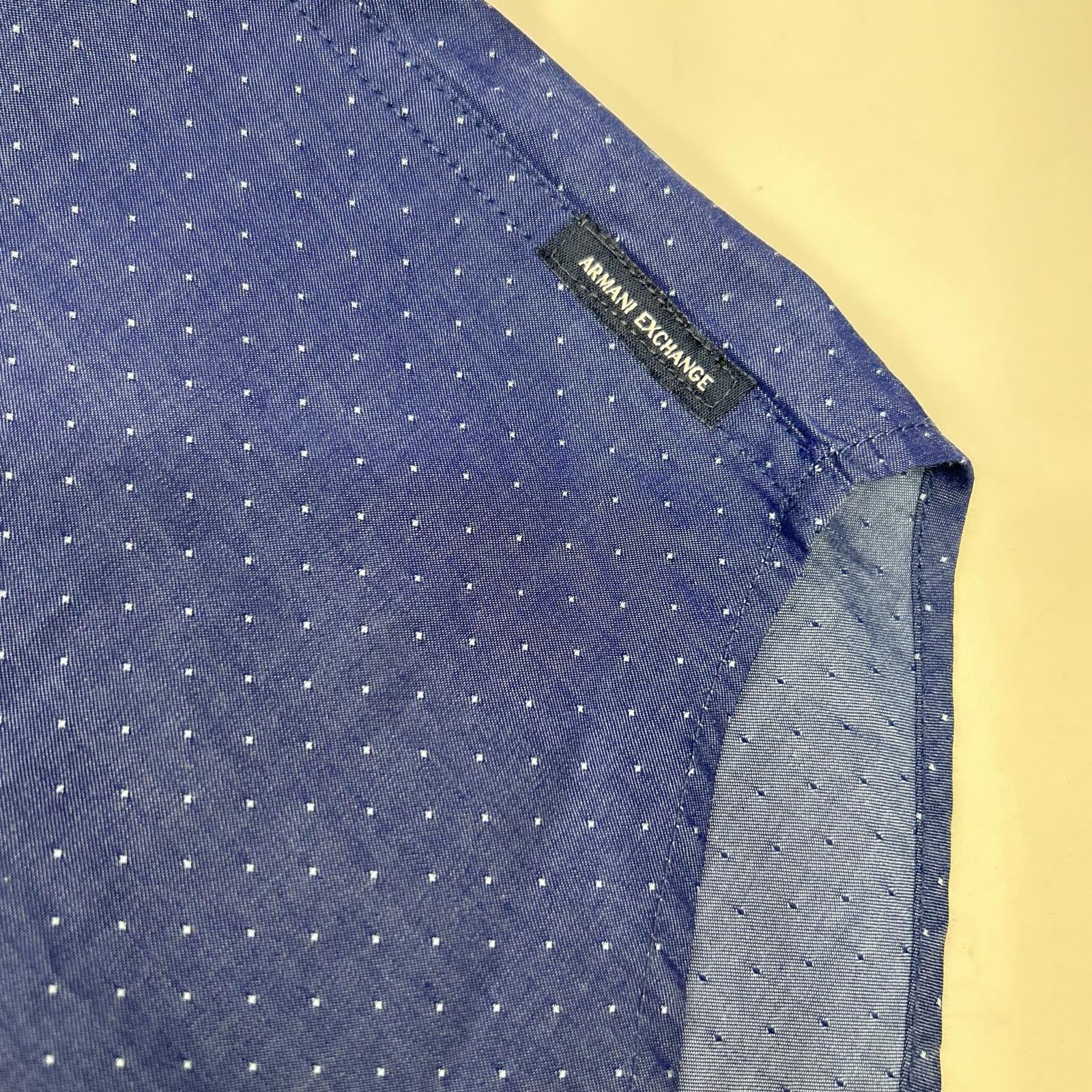 ARMANI EXCHANGE アルマーニエクスチェンジ 6ZZC69 ブルー マイクロドット バンドカラー ボタンシャツ トップス