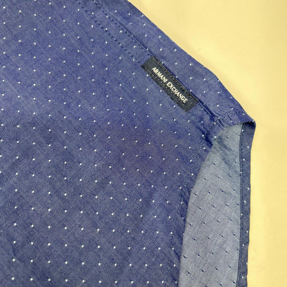 ARMANI EXCHANGE アルマーニエクスチェンジ 6ZZC69 ブルー マイクロドット バンドカラー ボタンシャツ トップス
