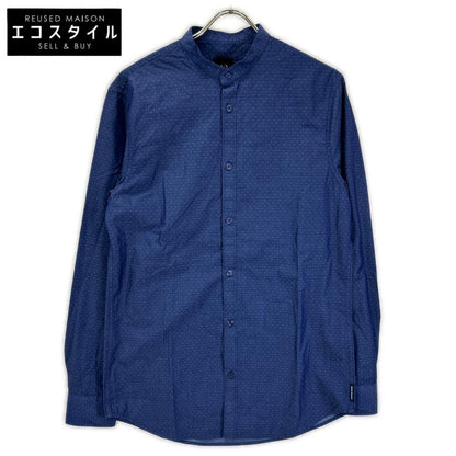 ARMANI EXCHANGE アルマーニエクスチェンジ 6ZZC69 ブルー マイクロドット バンドカラー ボタンシャツ トップス