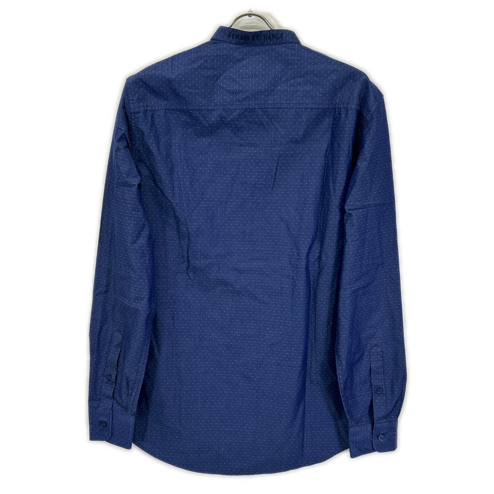 ARMANI EXCHANGE アルマーニエクスチェンジ 6ZZC69 ブルー マイクロドット バンドカラー ボタンシャツ トップス