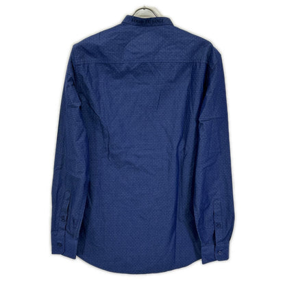 ARMANI EXCHANGE アルマーニエクスチェンジ 6ZZC69 ブルー マイクロドット バンドカラー ボタンシャツ トップス