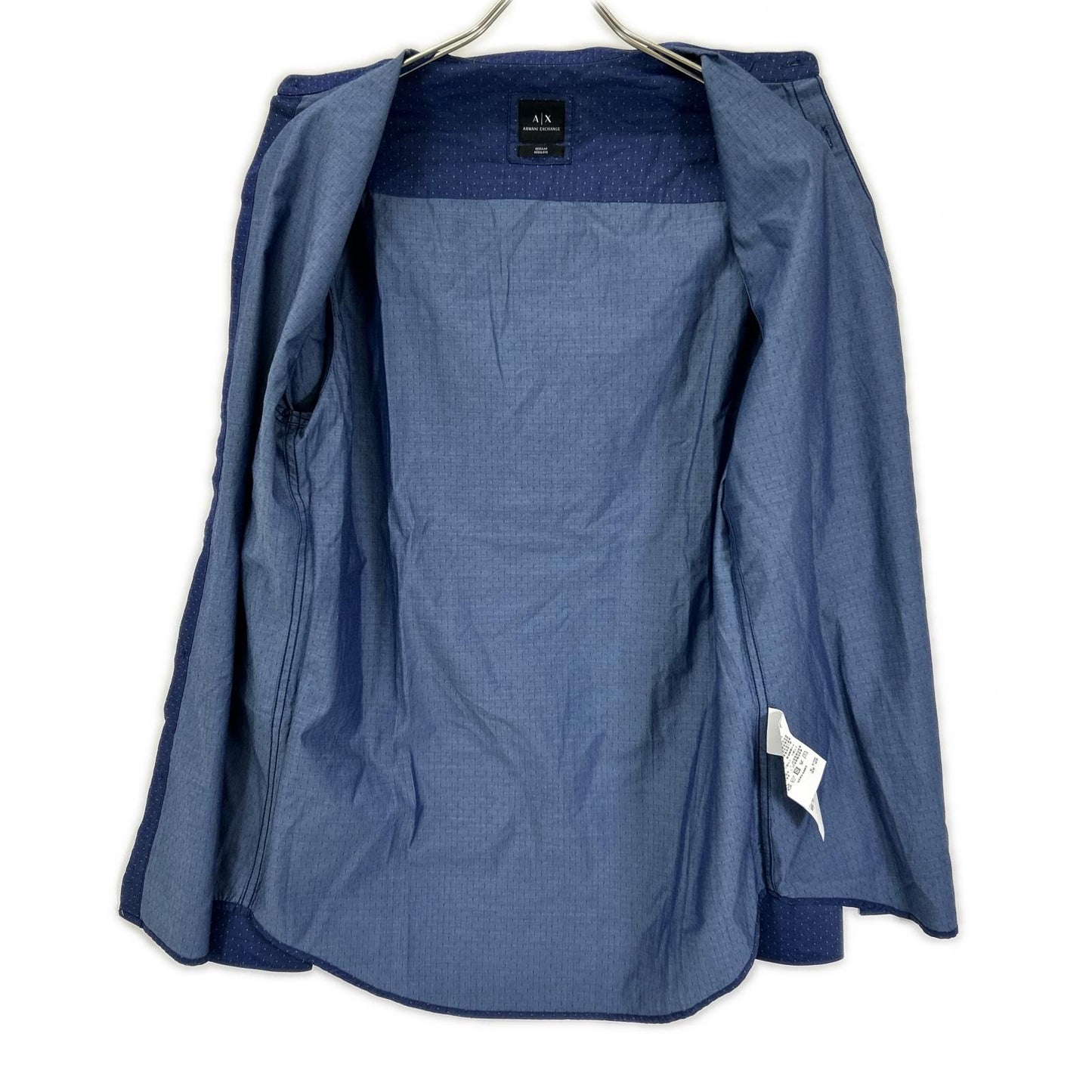 ARMANI EXCHANGE アルマーニエクスチェンジ 6ZZC69 ブルー マイクロドット バンドカラー ボタンシャツ トップス