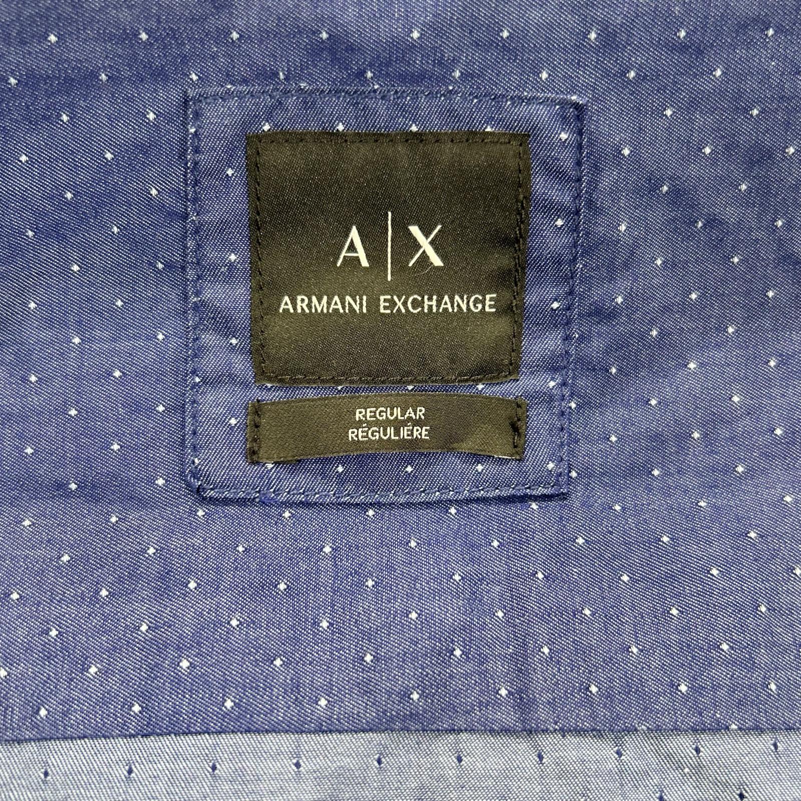 ARMANI EXCHANGE アルマーニエクスチェンジ 6ZZC69 ブルー マイクロドット バンドカラー ボタンシャツ トップス