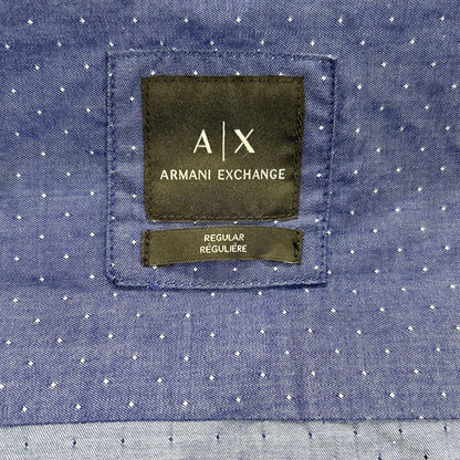 ARMANI EXCHANGE アルマーニエクスチェンジ 6ZZC69 ブルー マイクロドット バンドカラー ボタンシャツ トップス