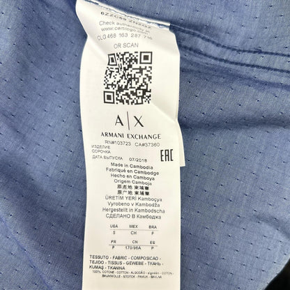 ARMANI EXCHANGE アルマーニエクスチェンジ 6ZZC69 ブルー マイクロドット バンドカラー ボタンシャツ トップス