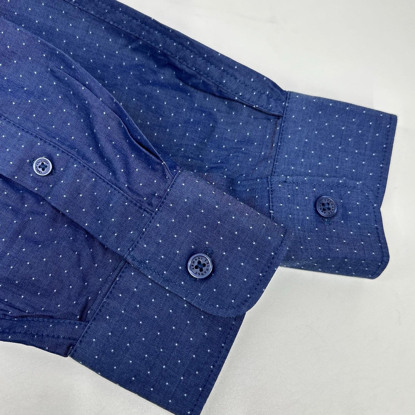 ARMANI EXCHANGE アルマーニエクスチェンジ 6ZZC69 ブルー マイクロドット バンドカラー ボタンシャツ トップス