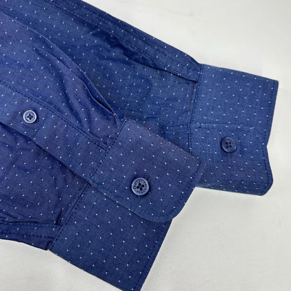 ARMANI EXCHANGE アルマーニエクスチェンジ 6ZZC69 ブルー マイクロドット バンドカラー ボタンシャツ トップス