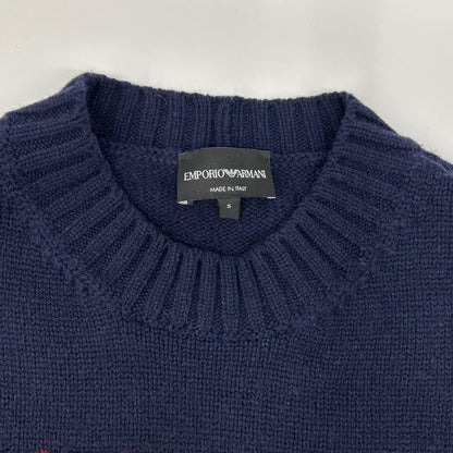 EMPORIOARMANI エンポリオアルマーニ ネイビー ウール100 ノルディック クルーネック セーター トップス