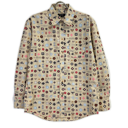 Burberry Black Label バーバリーブラックレーベル ライトベージュ モノグラムデザイン ロングスリーブ ボタンシャツ トップス
