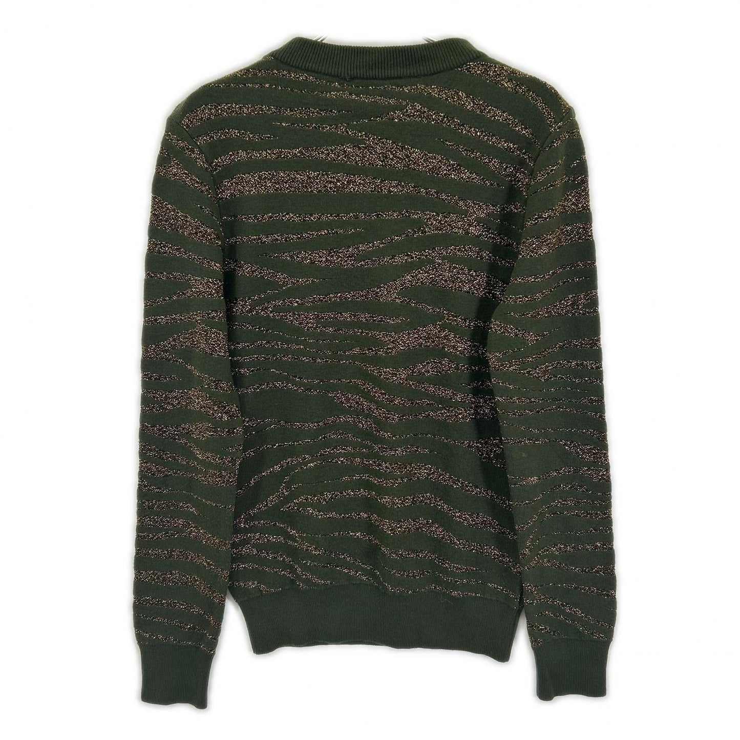 BALMAIN バルマン グリーン×ゴールド ゼブラ ショルダーボタン ニット トップス