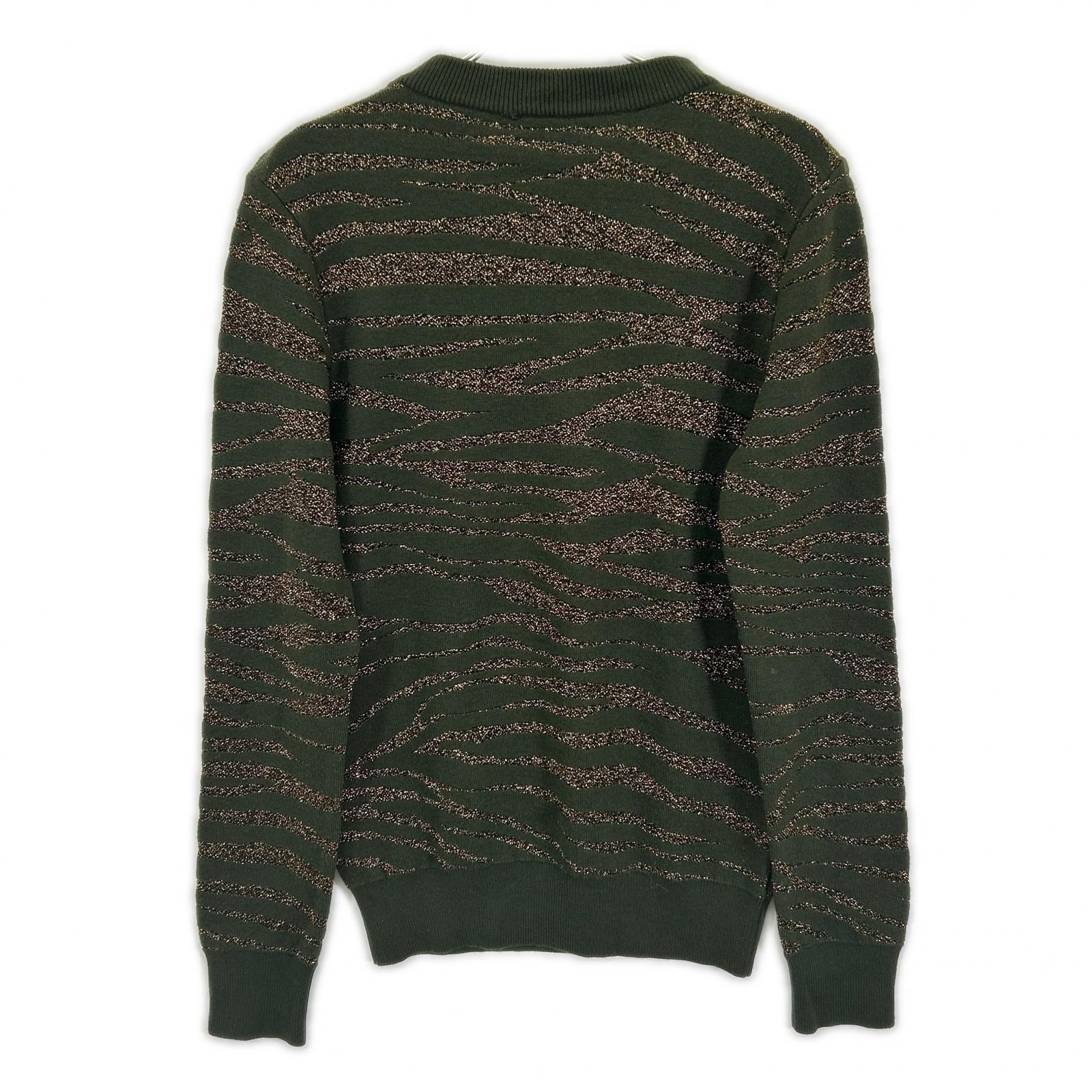 BALMAIN バルマン グリーン×ゴールド ゼブラ ショルダーボタン ニット トップス