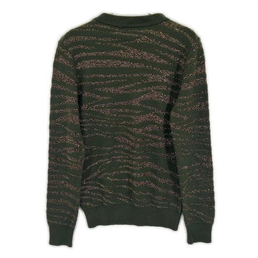 BALMAIN バルマン グリーン×ゴールド ゼブラ ショルダーボタン ニット トップス
