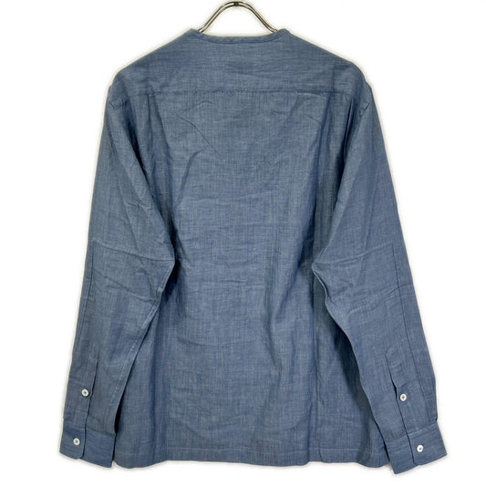 Ermenegildo Zegna エルメネジルドゼニア ライトブルー コットン100 ノーカラー ロングスリーブ ボタンシャツ トップス