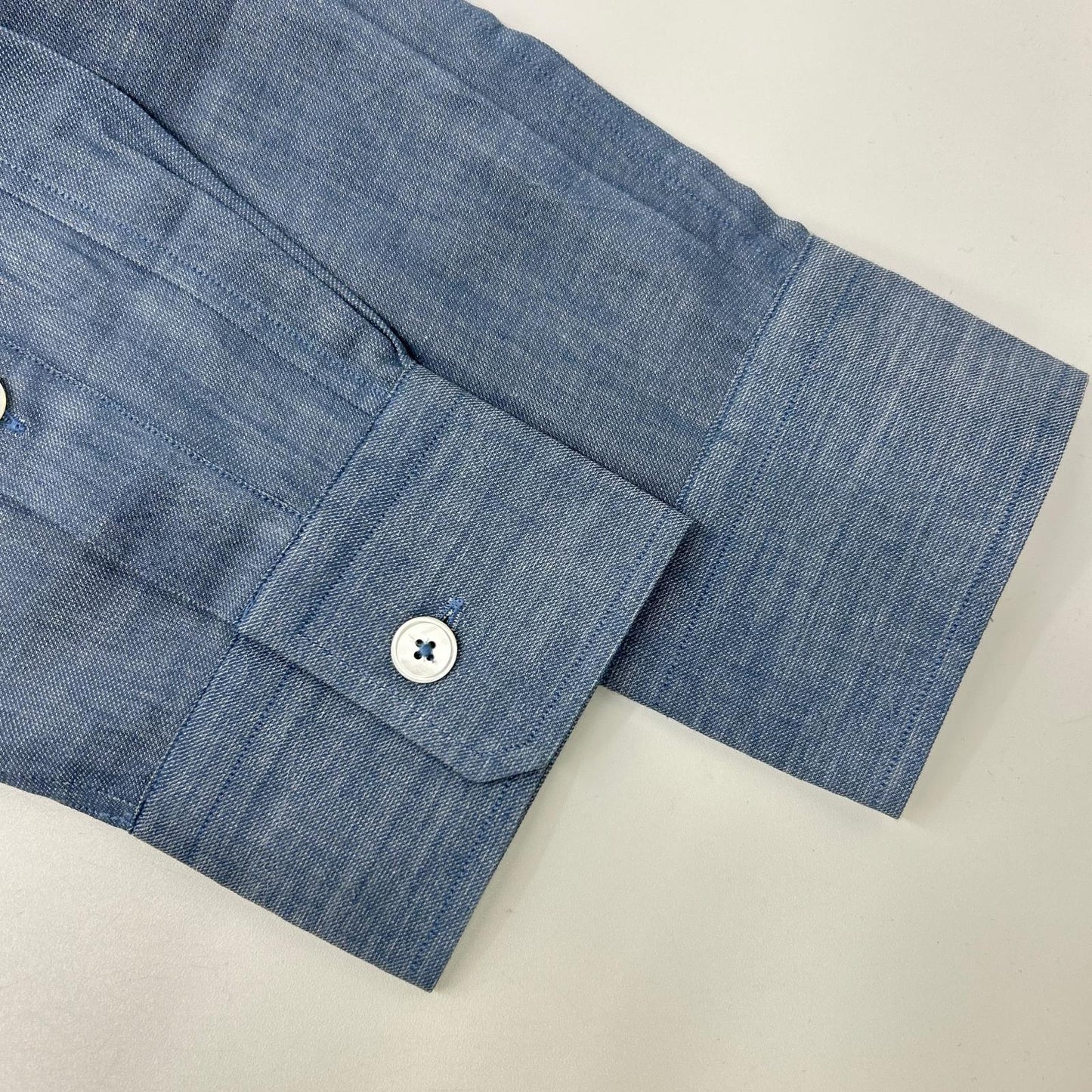 Ermenegildo Zegna エルメネジルドゼニア ライトブルー コットン100 ノーカラー ロングスリーブ ボタンシャツ トップス