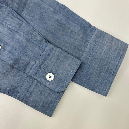 Ermenegildo Zegna エルメネジルドゼニア ライトブルー コットン100 ノーカラー ロングスリーブ ボタンシャツ トップス