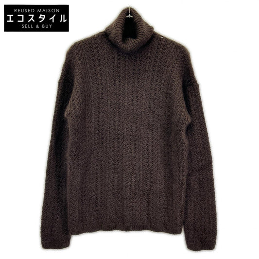 GUCCI グッチ トムフォード期　163151 ブラウン シルク×モヘア タートルネック セーター トップス