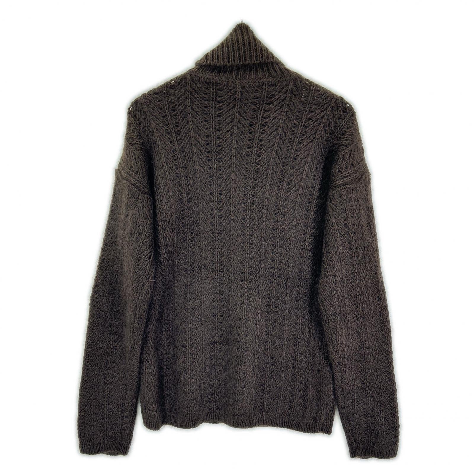 GUCCI グッチ トムフォード期　163151 ブラウン シルク×モヘア タートルネック セーター トップス