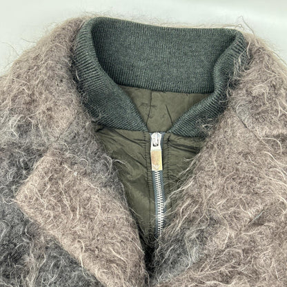EMPORIOARMANI エンポリオアルマーニ ブラウン モヘア ナイロン切り替え ジップアップジャケット ジャケット