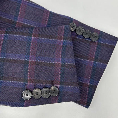 ETRO エトロ 1A984 0125 パープル チェック柄 ペイズリーインナー ジャケット パンツ セットアップ スーツ セットアップ