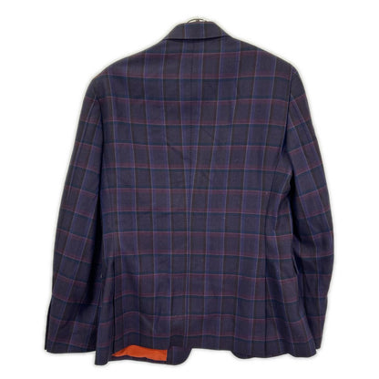 ETRO エトロ 1A984 0125 パープル チェック柄 ペイズリーインナー ジャケット パンツ セットアップ スーツ セットアップ