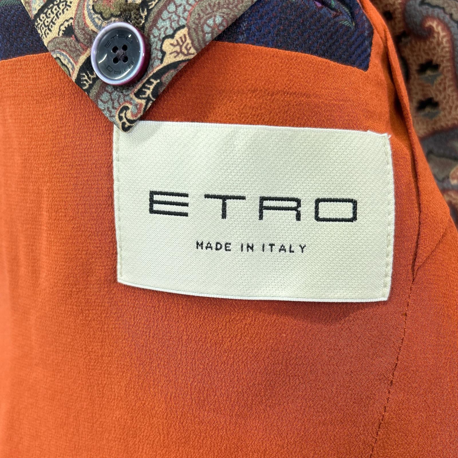 ETRO エトロ 1A984 0125 パープル チェック柄 ペイズリーインナー ジャケット パンツ セットアップ スーツ セットアップ