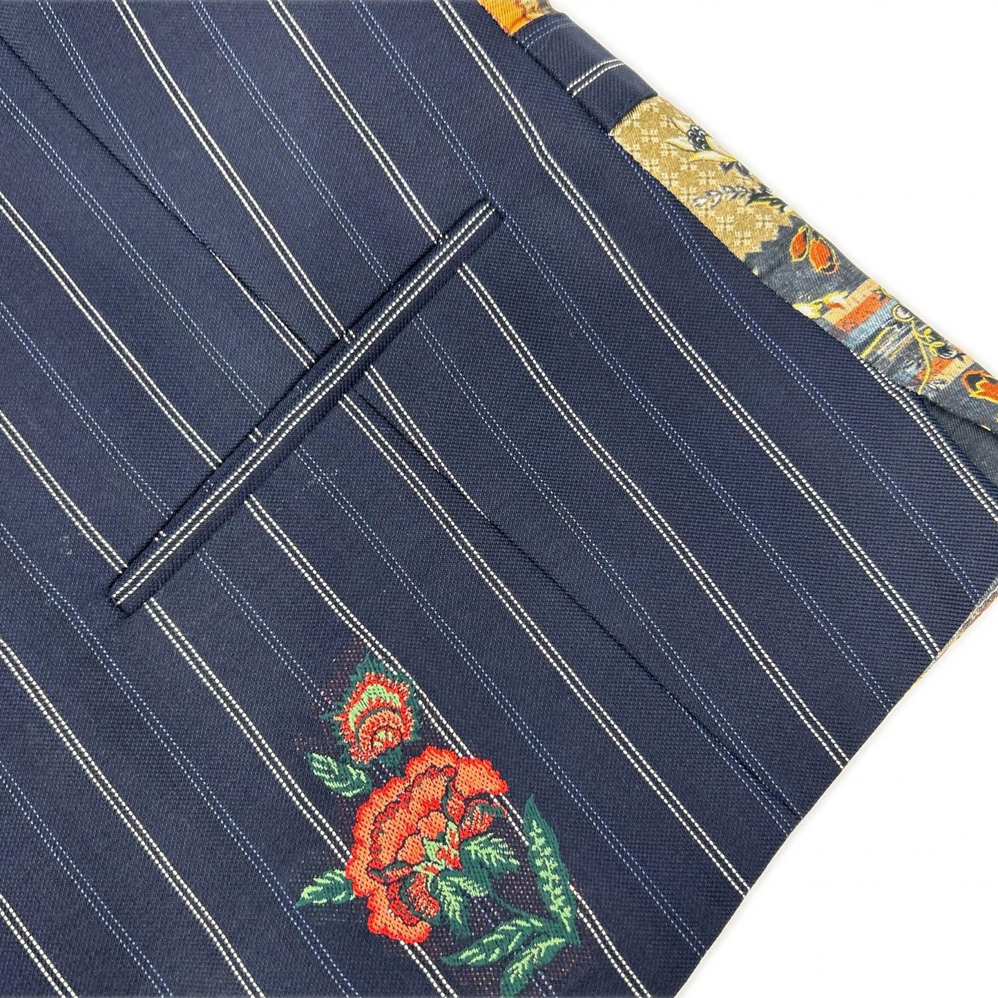 ETRO エトロ 1G960 1186 ネイビー ピンストライプ フラワー刺繍 ジレ ベスト