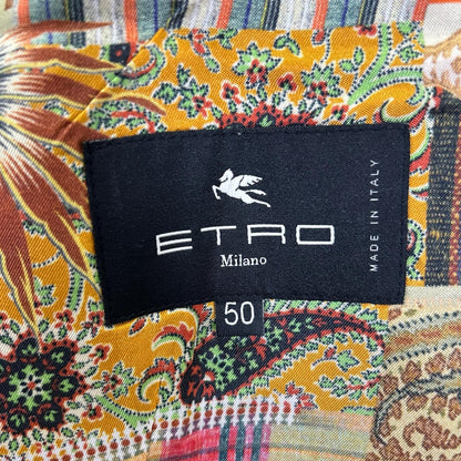 ETRO エトロ 1G960 1186 ネイビー ピンストライプ フラワー刺繍 ジレ ベスト