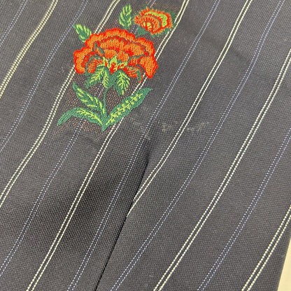 ETRO エトロ 1G960 1186 ネイビー ピンストライプ フラワー刺繍 ジレ ベスト