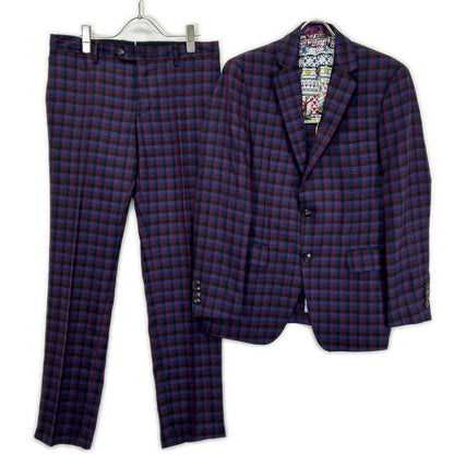 ETRO エトロ 181-1A967-2008 パープル チェック柄 トロット ペイズリー 総柄 スーツ セットアップ スーツ セットアップ
