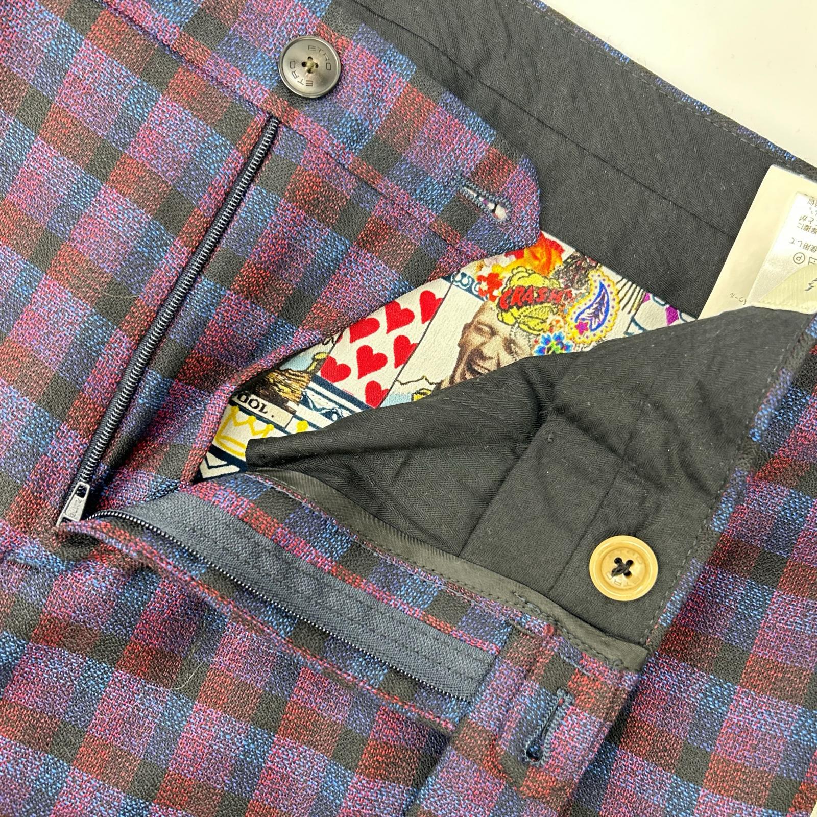 ETRO エトロ 181-1A967-2008 パープル チェック柄 トロット ペイズリー 総柄 スーツ セットアップ スーツ セットアップ