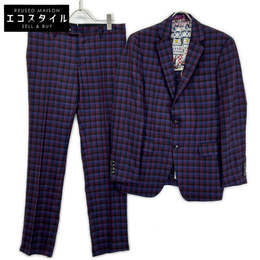 ETRO エトロ 181-1A967-2008 パープル チェック柄 トロット ペイズリー 総柄 スーツ セットアップ スーツ セットアップ