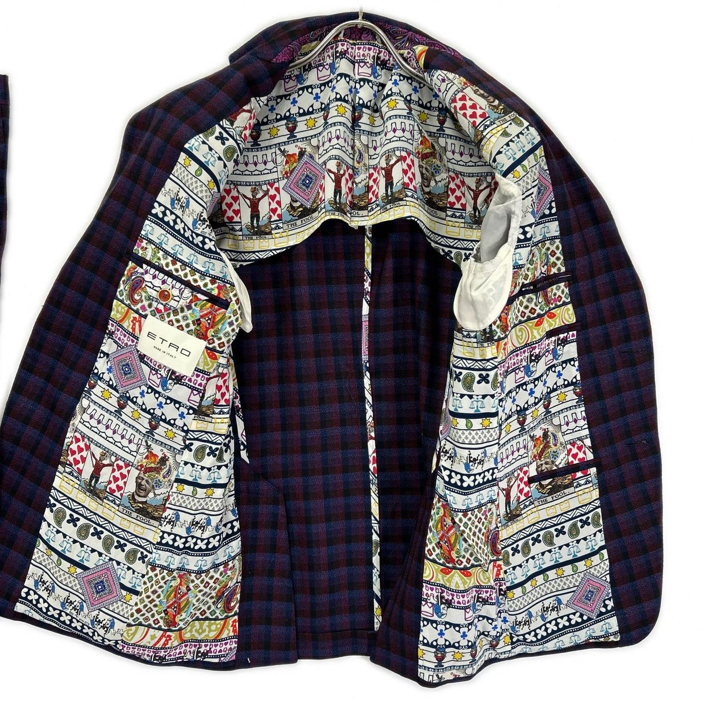 ETRO エトロ 181-1A967-2008 パープル チェック柄 トロット ペイズリー 総柄 スーツ セットアップ スーツ セットアップ