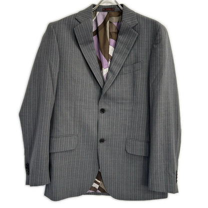 ETRO エトロ 092-10911-0072 グレー ストライプ 総柄インナー スーツセットアップ スーツ セットアップ