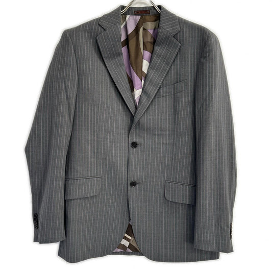ETRO エトロ 092-10911-0072 グレー ストライプ 総柄インナー スーツセットアップ スーツ セットアップ