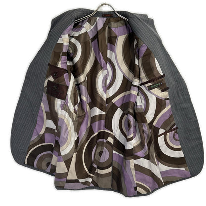 ETRO エトロ 092-10911-0072 グレー ストライプ 総柄インナー スーツセットアップ スーツ セットアップ
