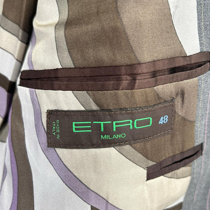 ETRO エトロ 092-10911-0072 グレー ストライプ 総柄インナー スーツセットアップ スーツ セットアップ
