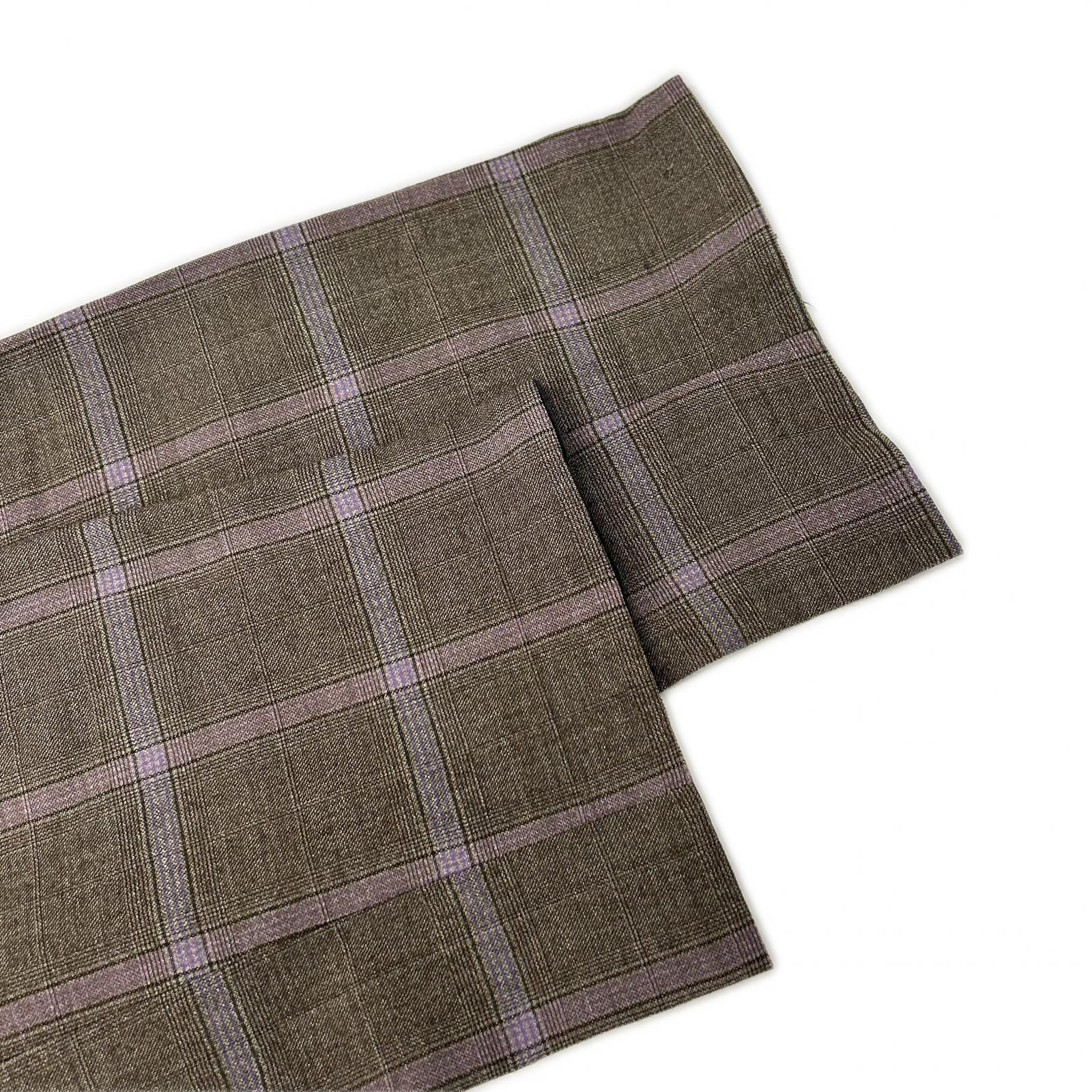 ETRO エトロ ブラウン×パープル チェック柄 ペイズリーインナー 3Pスーツセットアップ スーツ セットアップ