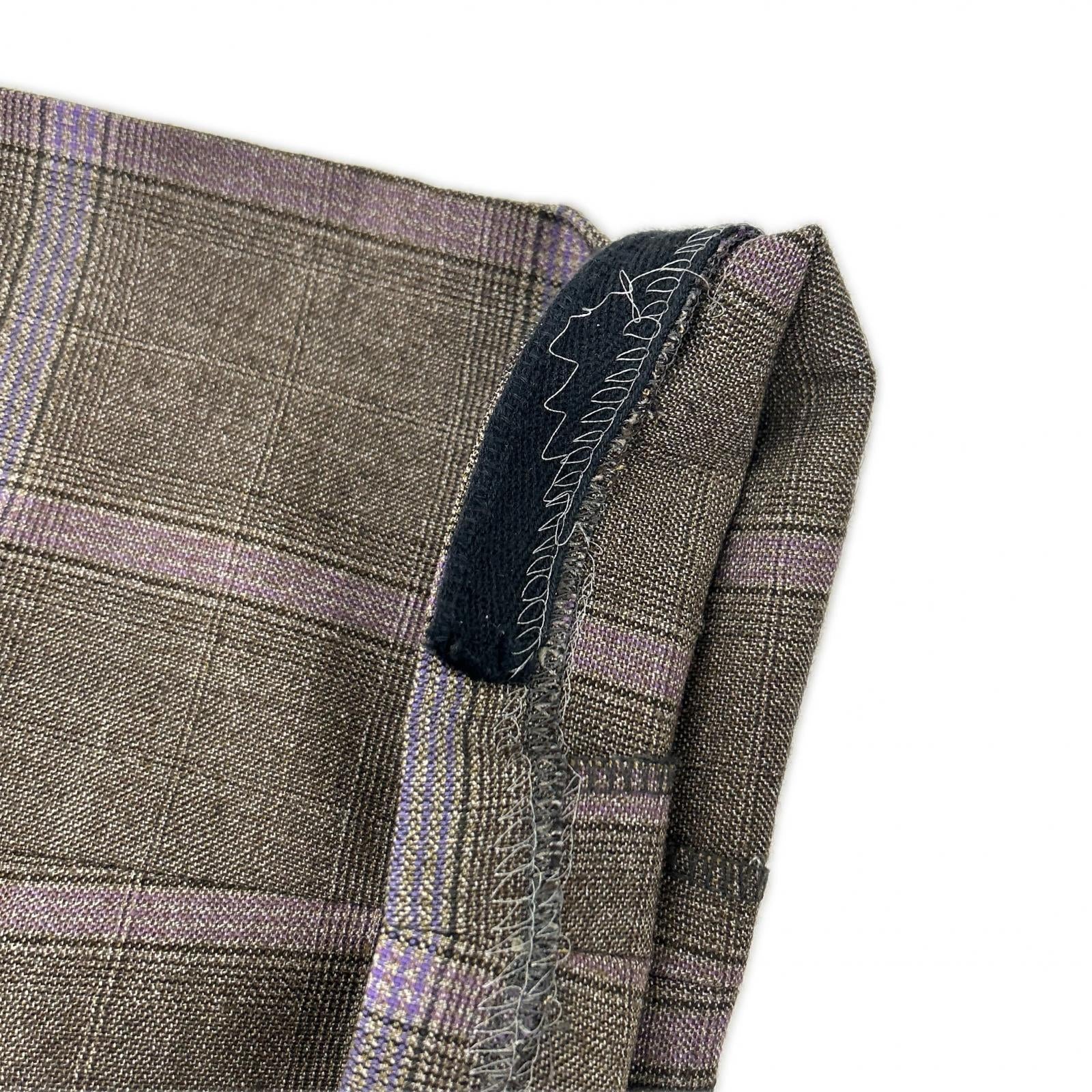 ETRO エトロ ブラウン×パープル チェック柄 ペイズリーインナー 3Pスーツセットアップ スーツ セットアップ