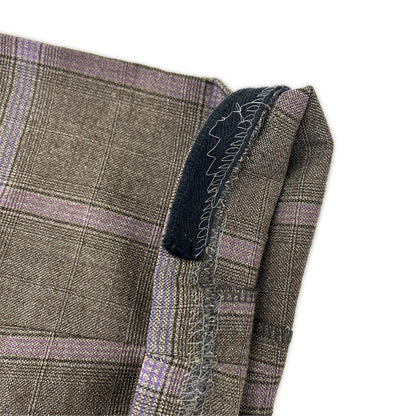 ETRO エトロ ブラウン×パープル チェック柄 ペイズリーインナー 3Pスーツセットアップ スーツ セットアップ
