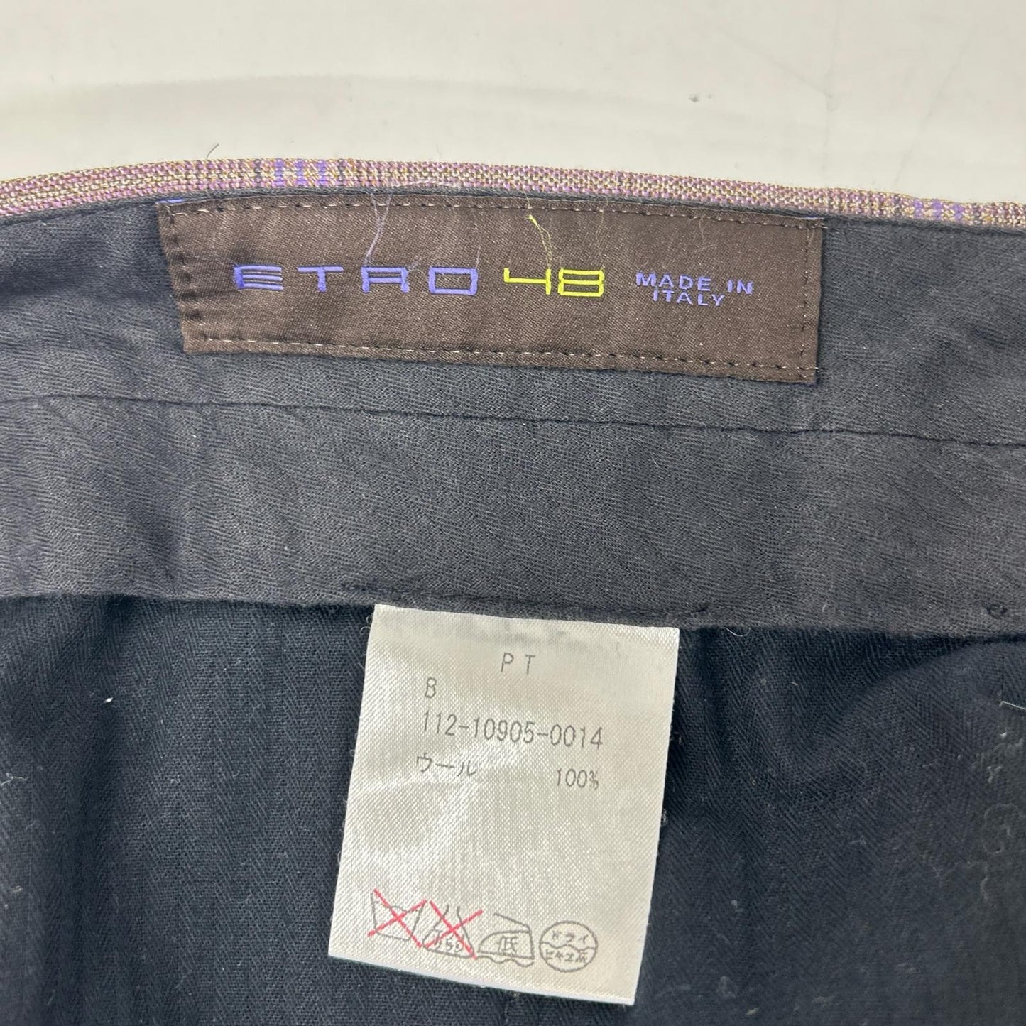 ETRO エトロ ブラウン×パープル チェック柄 ペイズリーインナー 3Pスーツセットアップ スーツ セットアップ