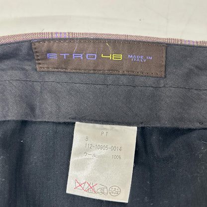 ETRO エトロ ブラウン×パープル チェック柄 ペイズリーインナー 3Pスーツセットアップ スーツ セットアップ