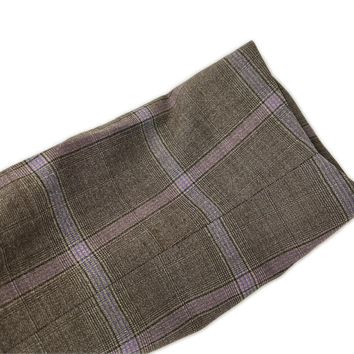 ETRO エトロ ブラウン×パープル チェック柄 ペイズリーインナー 3Pスーツセットアップ スーツ セットアップ