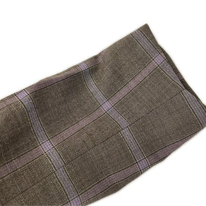 ETRO エトロ ブラウン×パープル チェック柄 ペイズリーインナー 3Pスーツセットアップ スーツ セットアップ