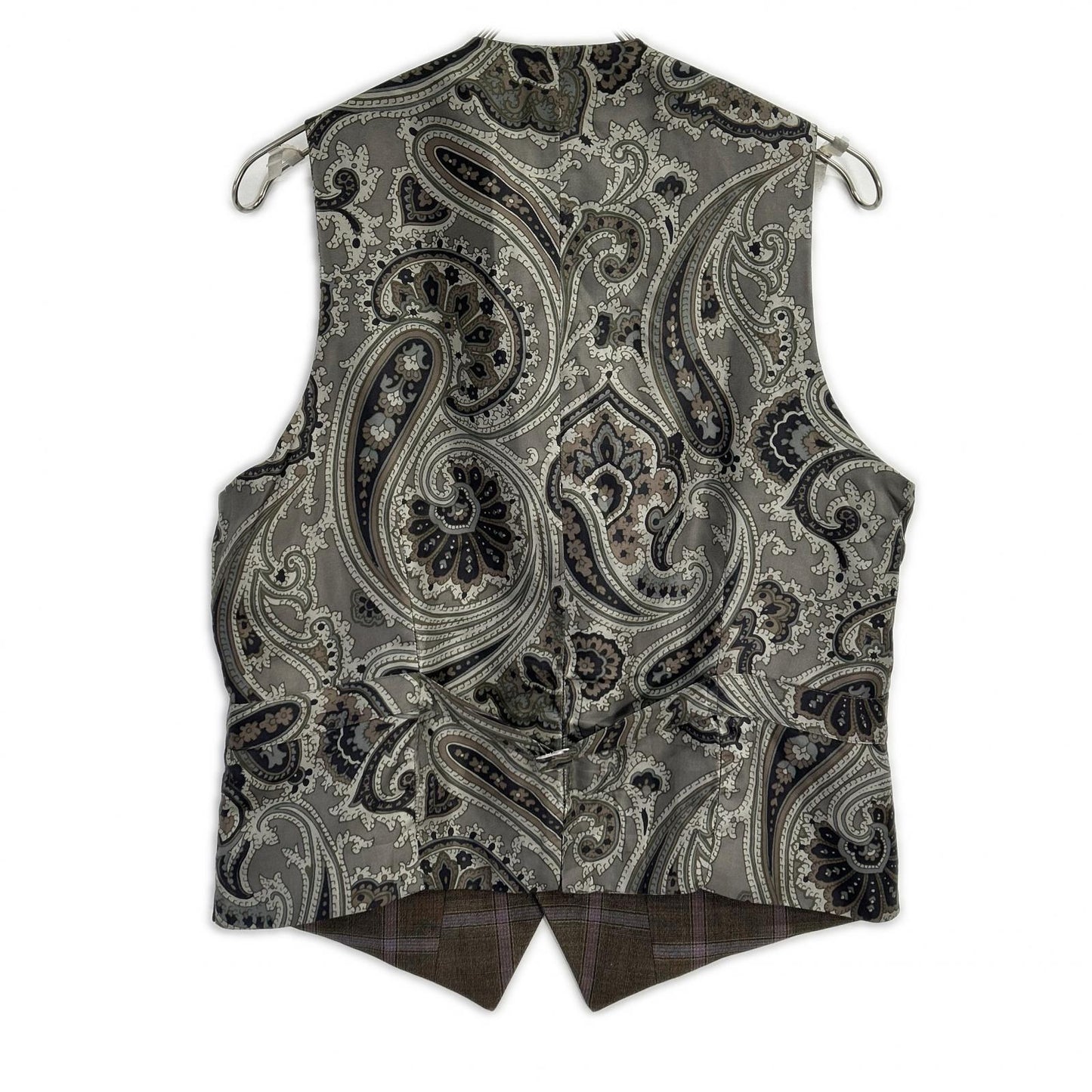 ETRO エトロ ブラウン×パープル チェック柄 ペイズリーインナー 3Pスーツセットアップ スーツ セットアップ