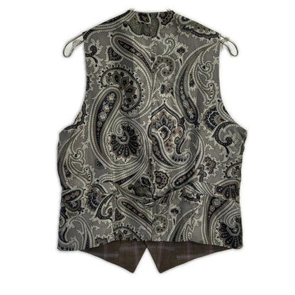 ETRO エトロ ブラウン×パープル チェック柄 ペイズリーインナー 3Pスーツセットアップ スーツ セットアップ
