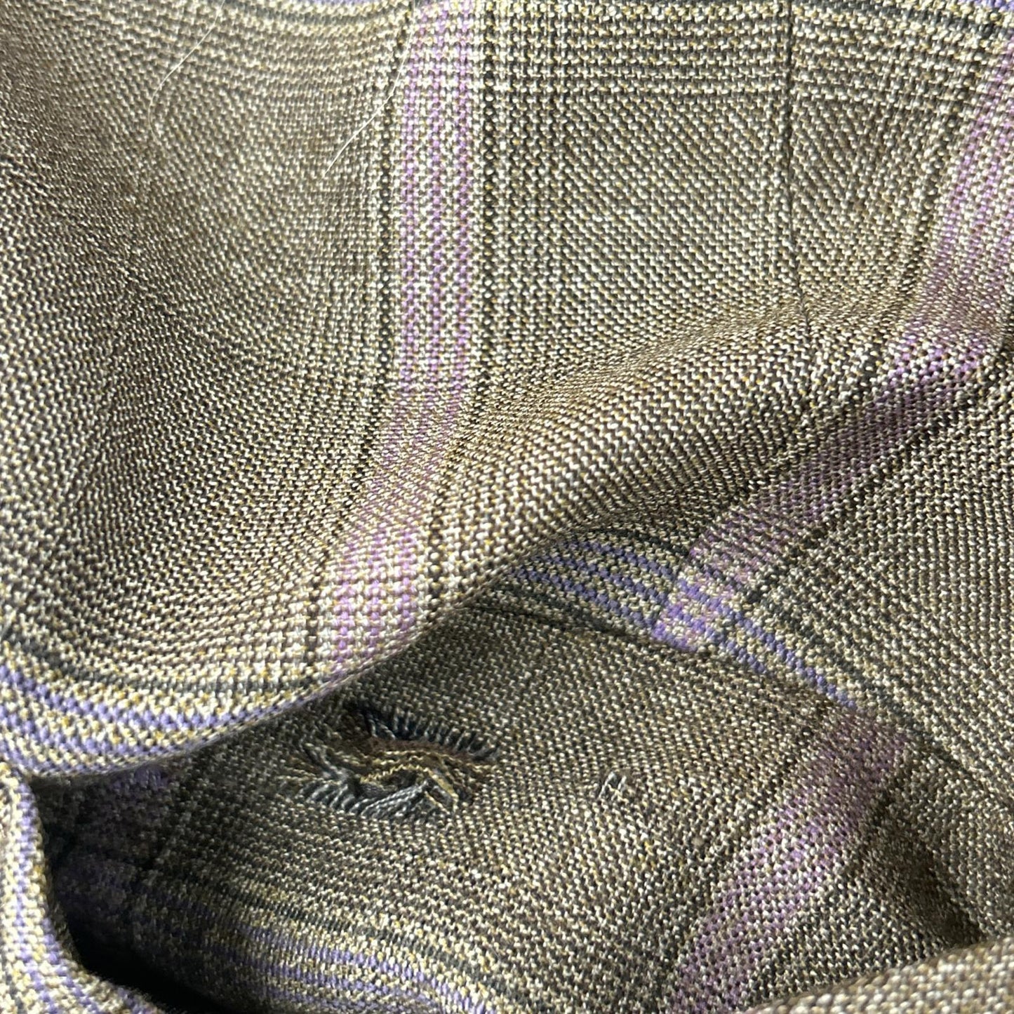 ETRO エトロ ブラウン×パープル チェック柄 ペイズリーインナー 3Pスーツセットアップ スーツ セットアップ