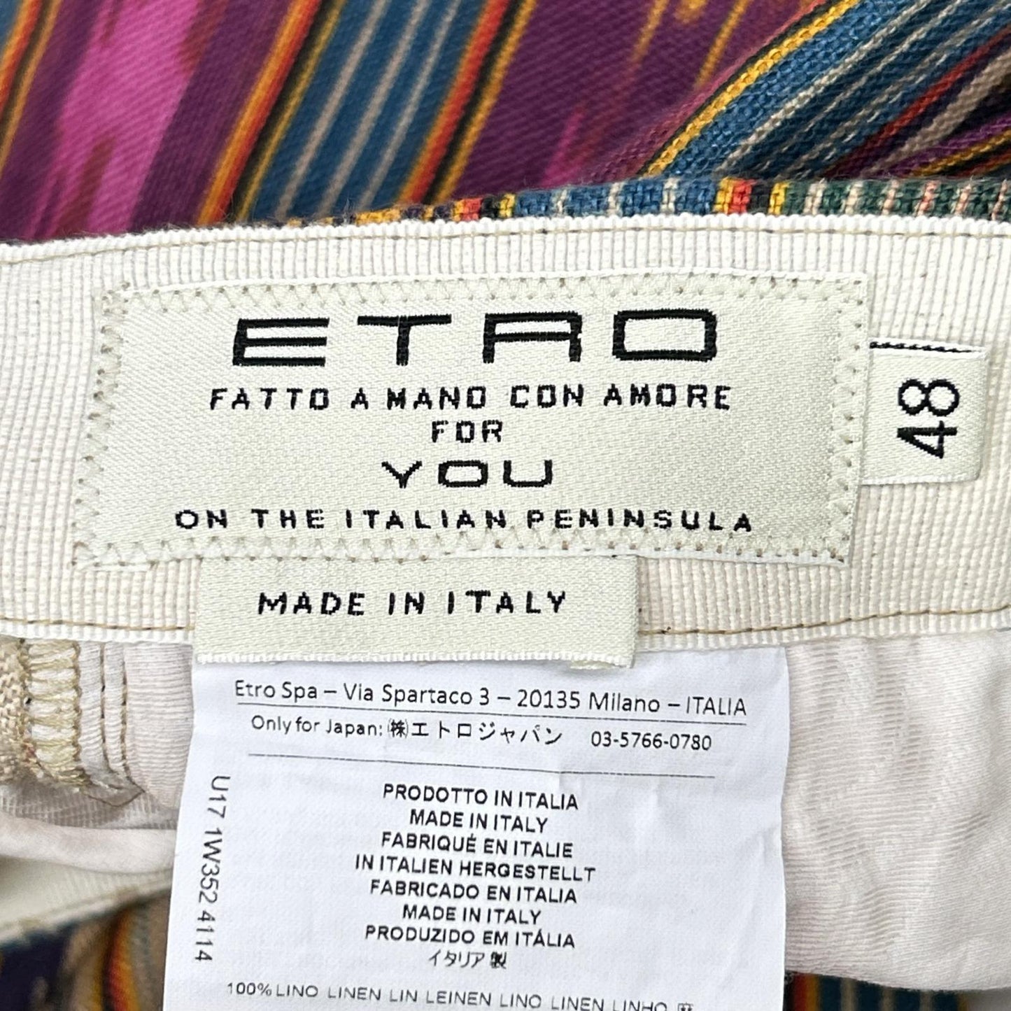 ETRO エトロ 1W352 4114 パープル×ベージュ 総柄 ペイント パンツ ボトムス