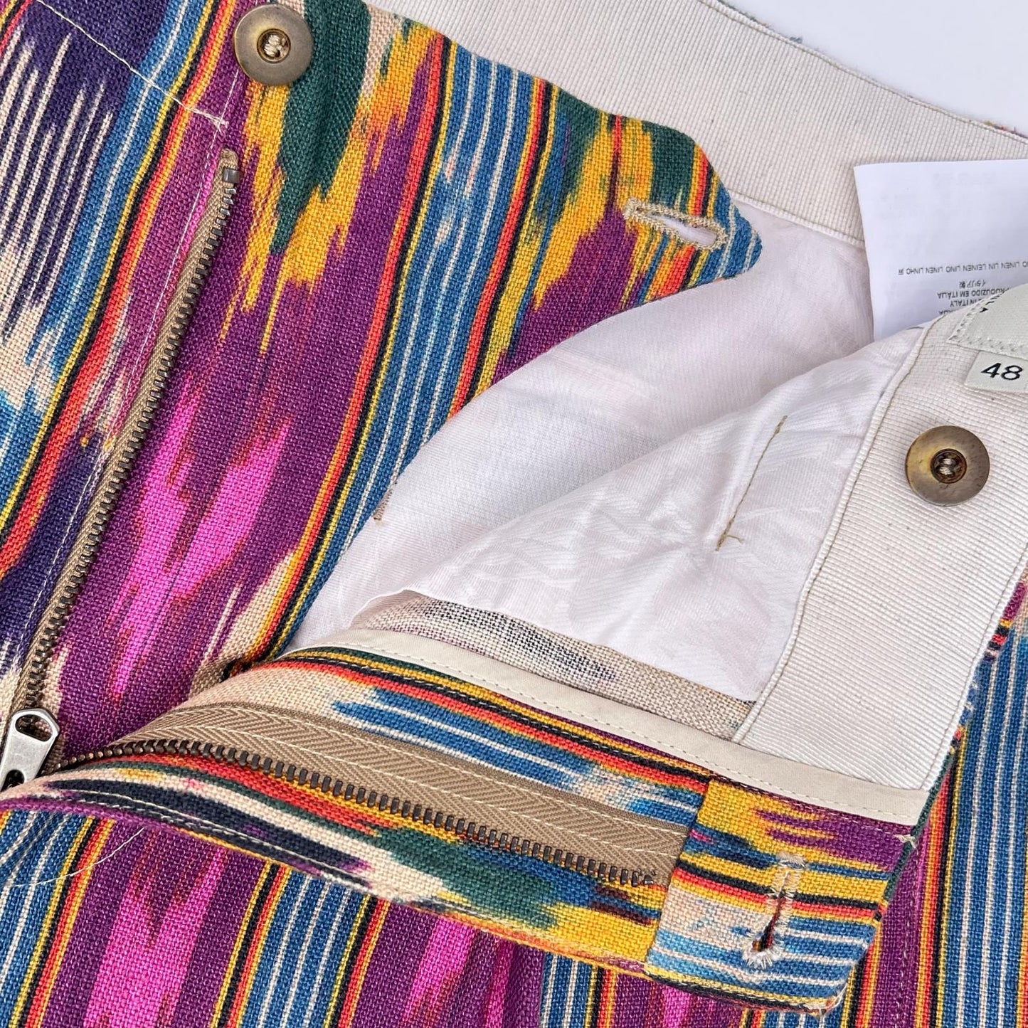ETRO エトロ 1W352 4114 パープル×ベージュ 総柄 ペイント パンツ ボトムス
