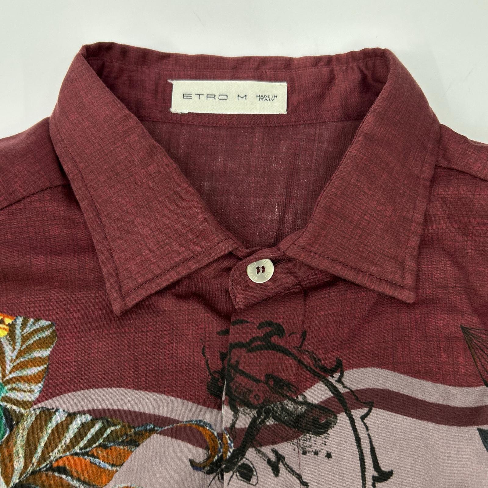 ETRO エトロ 1K8195728 ワインレッド フロリダ 地図 ボタンシャツ トップス