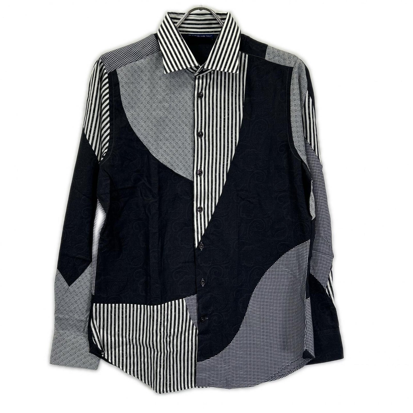 ETRO エトロ ブラック×ホワイト ペイズリー 切り替え ロングスリーブ ボタンシャツ トップス